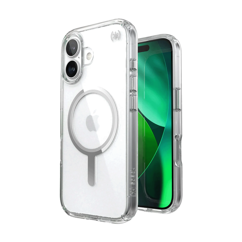 Speck Presidio Perfect Transparente con MagSafe para iPhone 17 - Transparente/Transparente/Plata