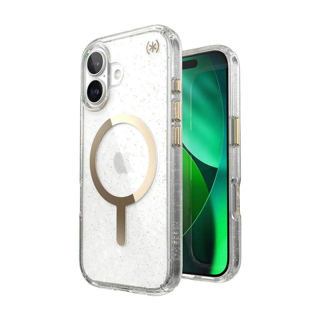 Speck Presidio Lux con MagSafe para iPhone 17 - Glitter/Oro Metalico
