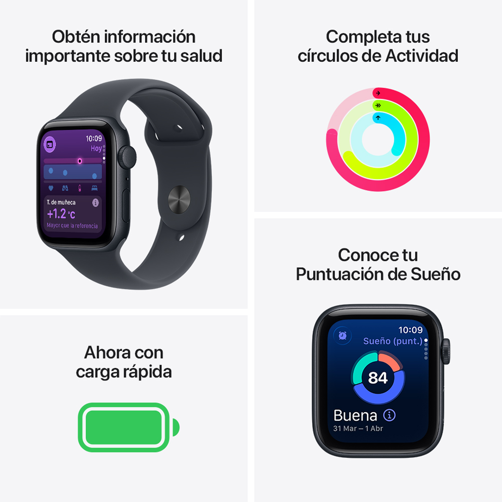 Apple Watch SE 3 GPS 44mm - Caja de Aluminio Medianoche - Banda Deportiva Medianoche - M/