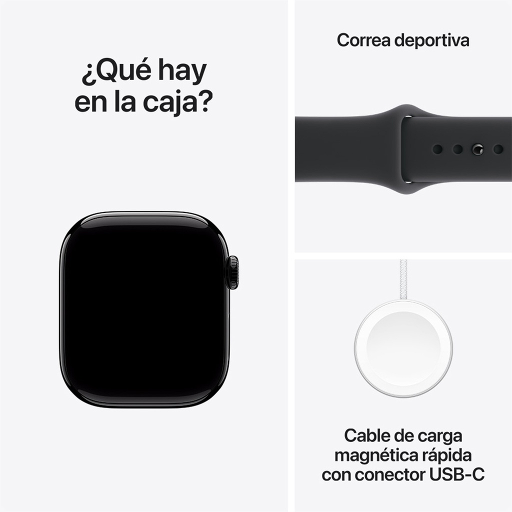 Apple Watch S11 (GPS) 42 mm - Caja de Aluminio Negro Azabache - Banda Deportiva Negra