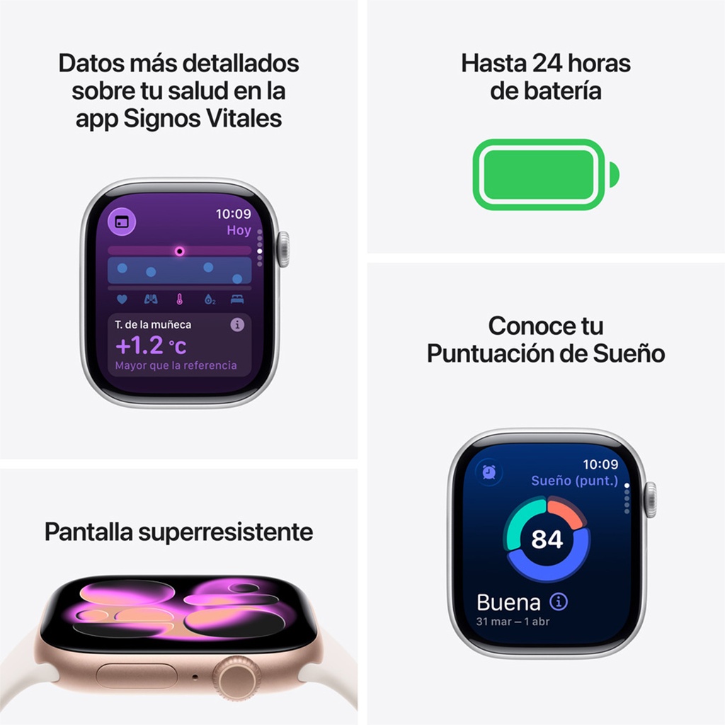 Apple Watch Series 11 (GPS) 42 mm - Caja de Aluminio Negro Azabache - Banda Deportiva Negra - S/M