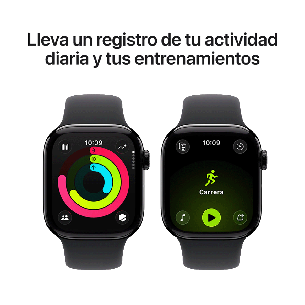 Apple Watch Series 11 (GPS) 42 mm - Caja de Aluminio Negro Azabache - Banda Deportiva Negra - S/M