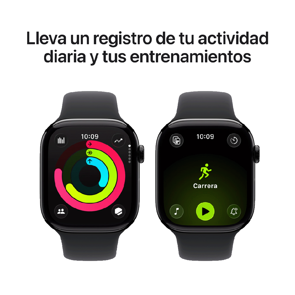 Apple Watch Series 11 (GPS) 46 mm - Caja de Aluminio Negro Azabache - Banda Deportiva Negra - M/L