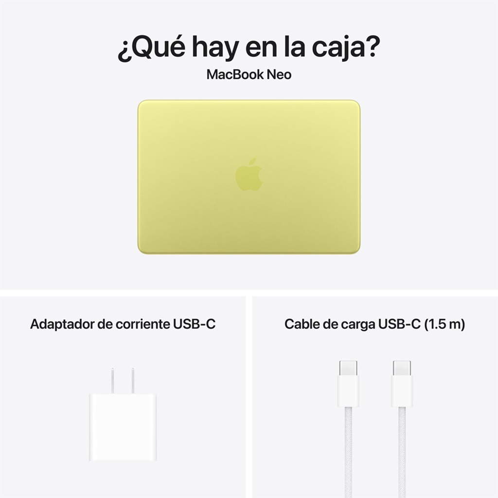 MacBook Neo 13" A18 Pro - 6 CPU, 5 GPU, 8GB, 512 GB, Magic Keyboard con Touch ID - Amarillo cítrico