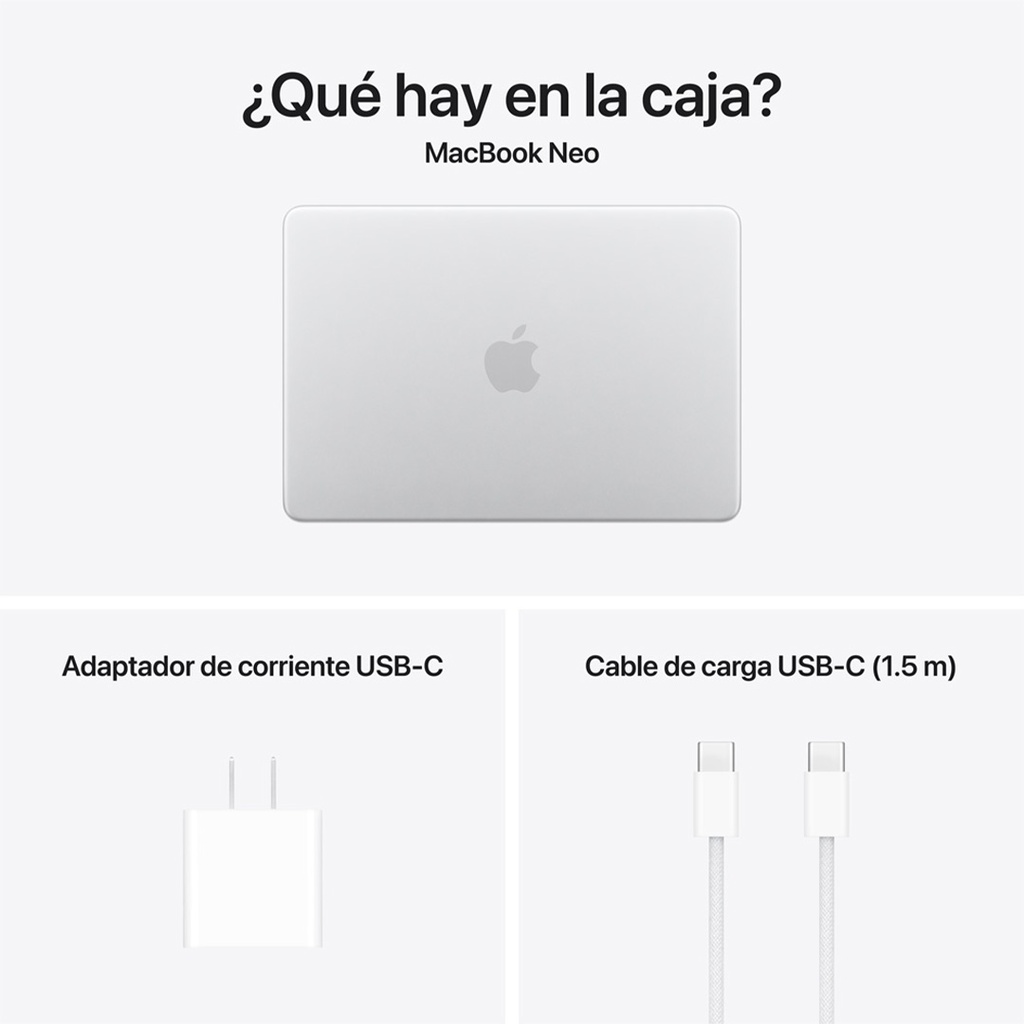 MacBook Neo 13" A18 Pro - 6 CPU, 5 GPU, 8GB, 512 GB, Magic Keyboard con Touch ID - Plata
