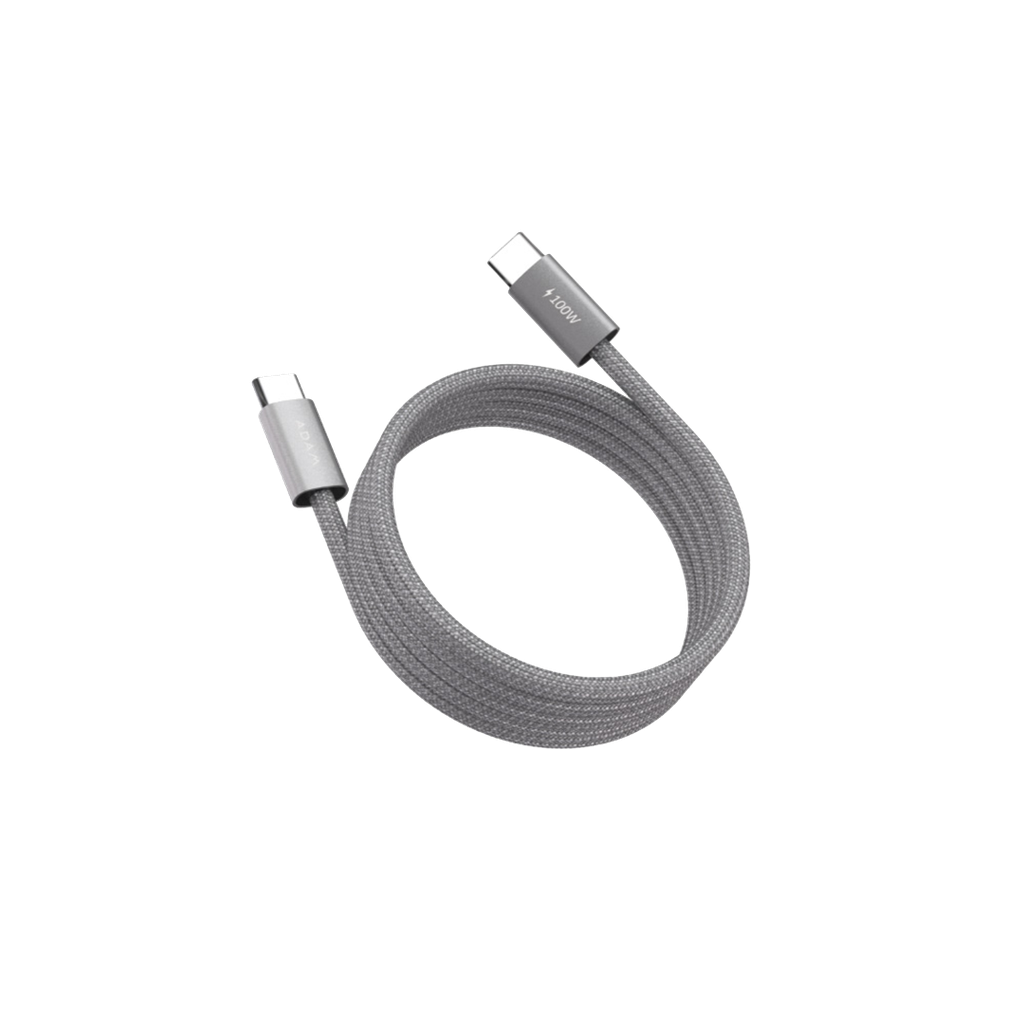 Cable de carga magnético iLinio C100 USB-C a USB-C de 100W (paquete de 2) de Adam Elements - Plata