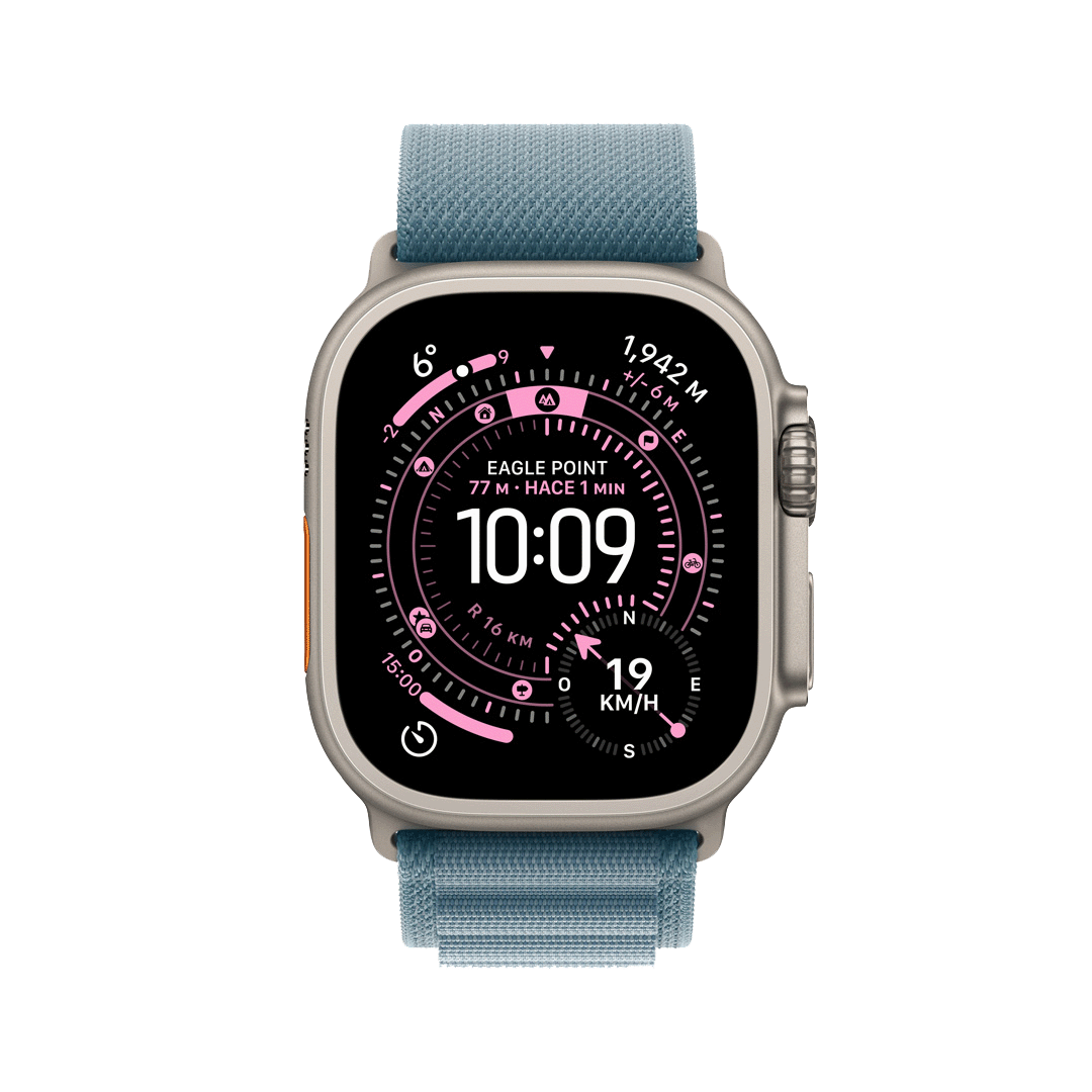 Apple Watch Ultra 3 (GPS + Cellular) 49 mm - Caja de titanio natural - Banda Alpine azul claro