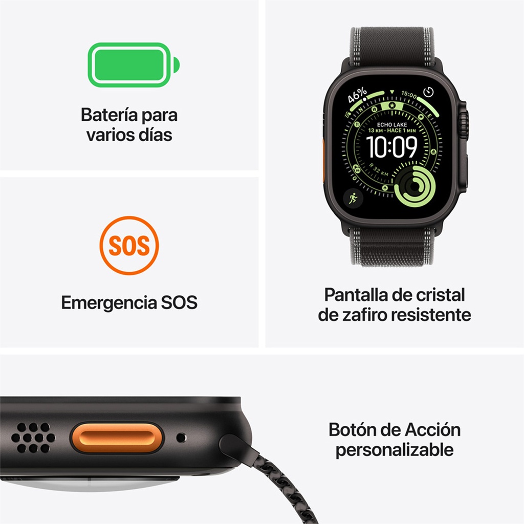 Apple Watch Ultra 3 (GPS + Cellular) 49 mm - Caja de titanio natural - Banda Alpine azul claro