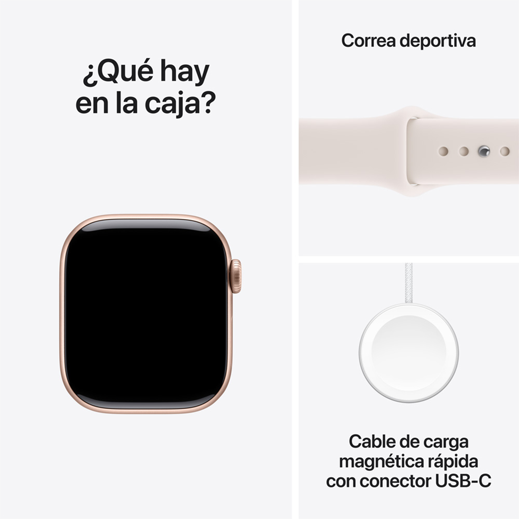 Apple Watch Series 11 (GPS + Cellular) 42 mm - Caja de aluminio oro rosa - Banda deportiva rosa claro - S/M