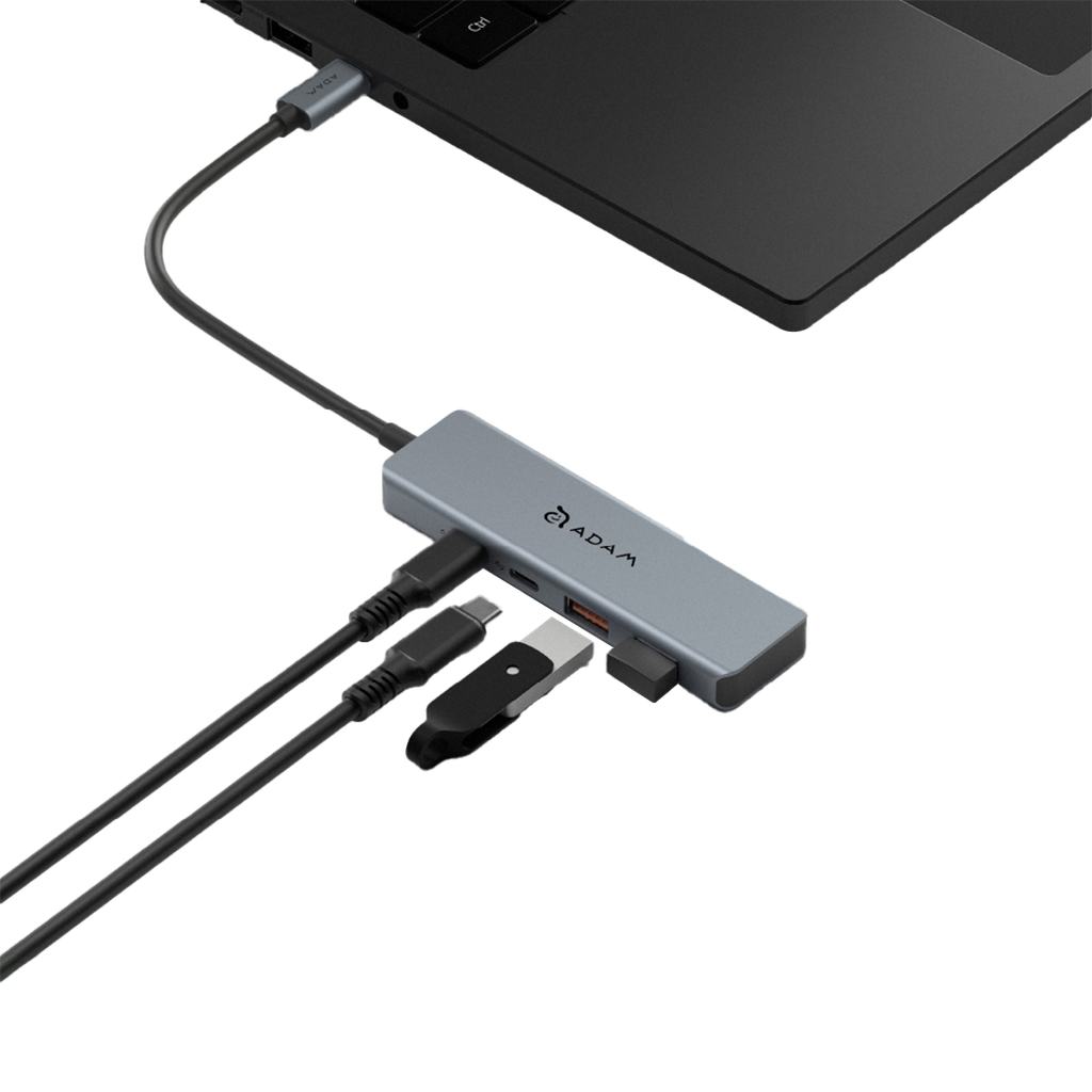 Adaptador 4-en-1 CASA Hub A04 Gen 2 de USB-C a 2 USB/2 USB-C de Adam Elements - Gris