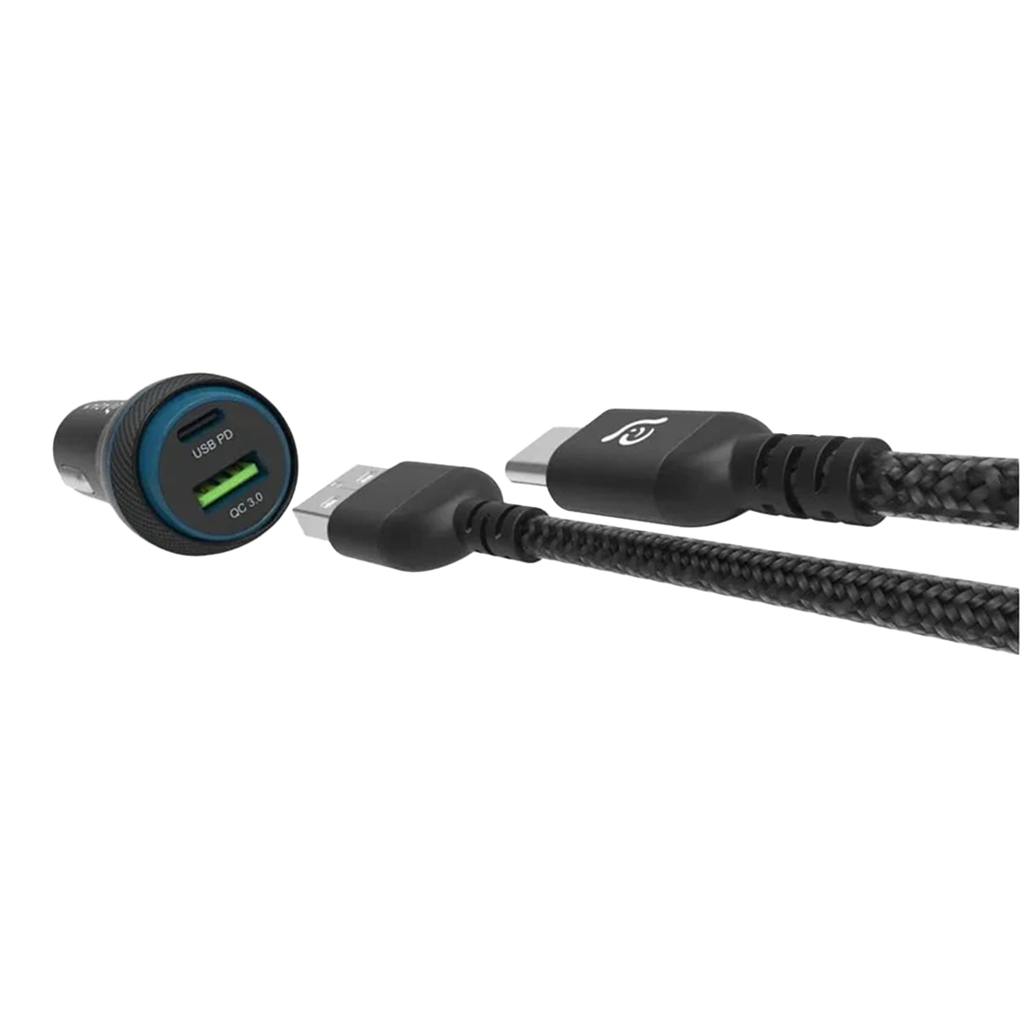 Cargador para auto doble (USB-C / USB-A) OMNIA C1+ de 45 W de Adam Elements - Gris