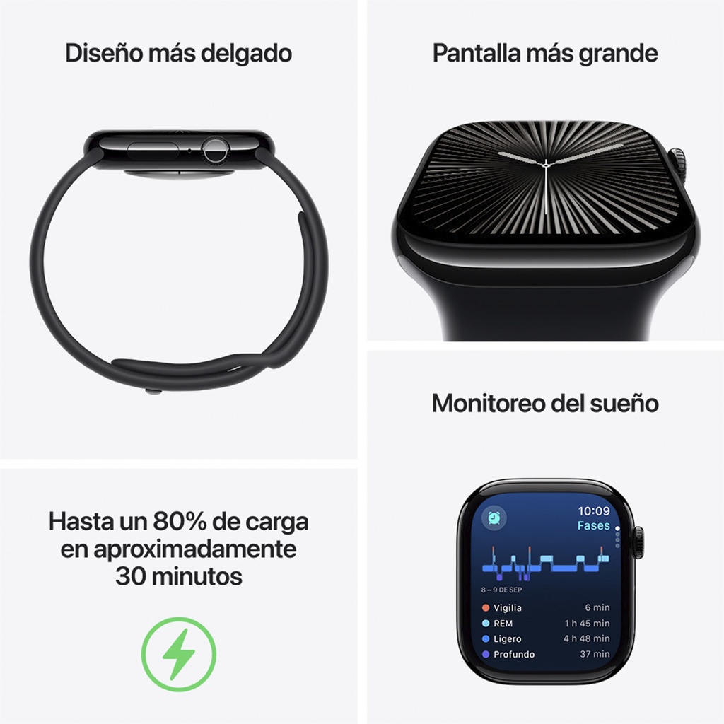 Apple Watch S10 GPS 46mm - Caja de Aluminio Negro Azabache - Loop Deportivo Tinta