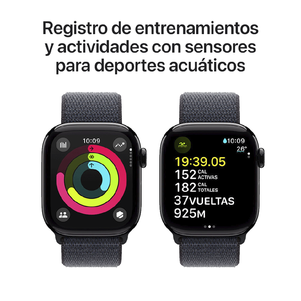 Apple Watch S10 GPS 46mm - Caja de Aluminio Negro Azabache - Loop Deportivo Tinta