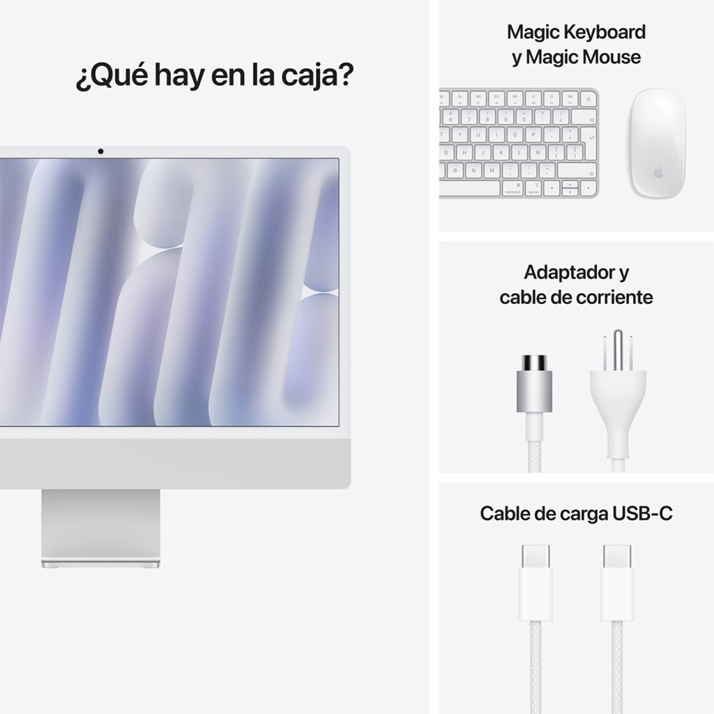 iMac 24" M4 - 8 CPU, 8 GPU, 16 GB, 256 GB - Plata