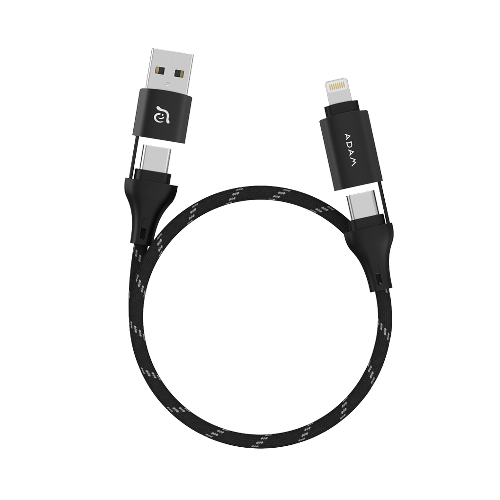Cable de carga magnético 4-en-1 PeAk MS401 de 60 W de Adam Elements - Negro