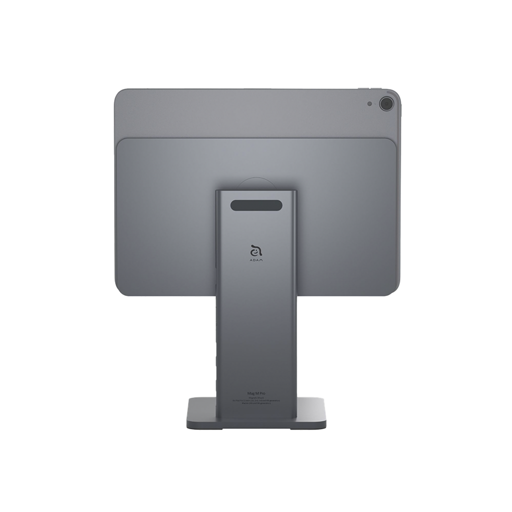 Soporte magnético (adaptador integrado) 8-en-1 Mag M Pro de USB-C a HDMI/USB-A/USB-C/Lector de tarjeta SD/microSD para iPad Pro 11" de Adam Elements - Gris espacial
