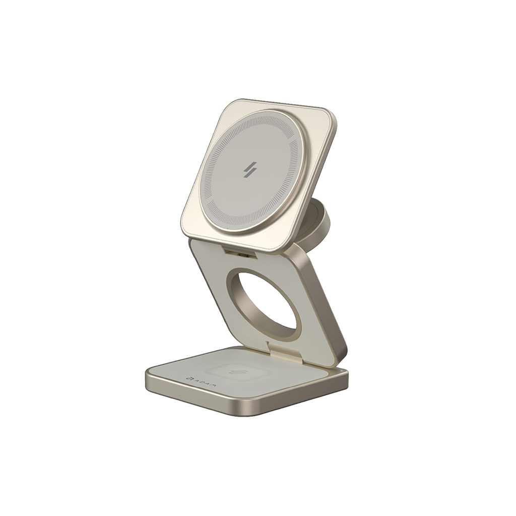 Base de carga magnética plegable 3-en-1 Mag 3 Pro de 15 W de Adam Elements - Titanio