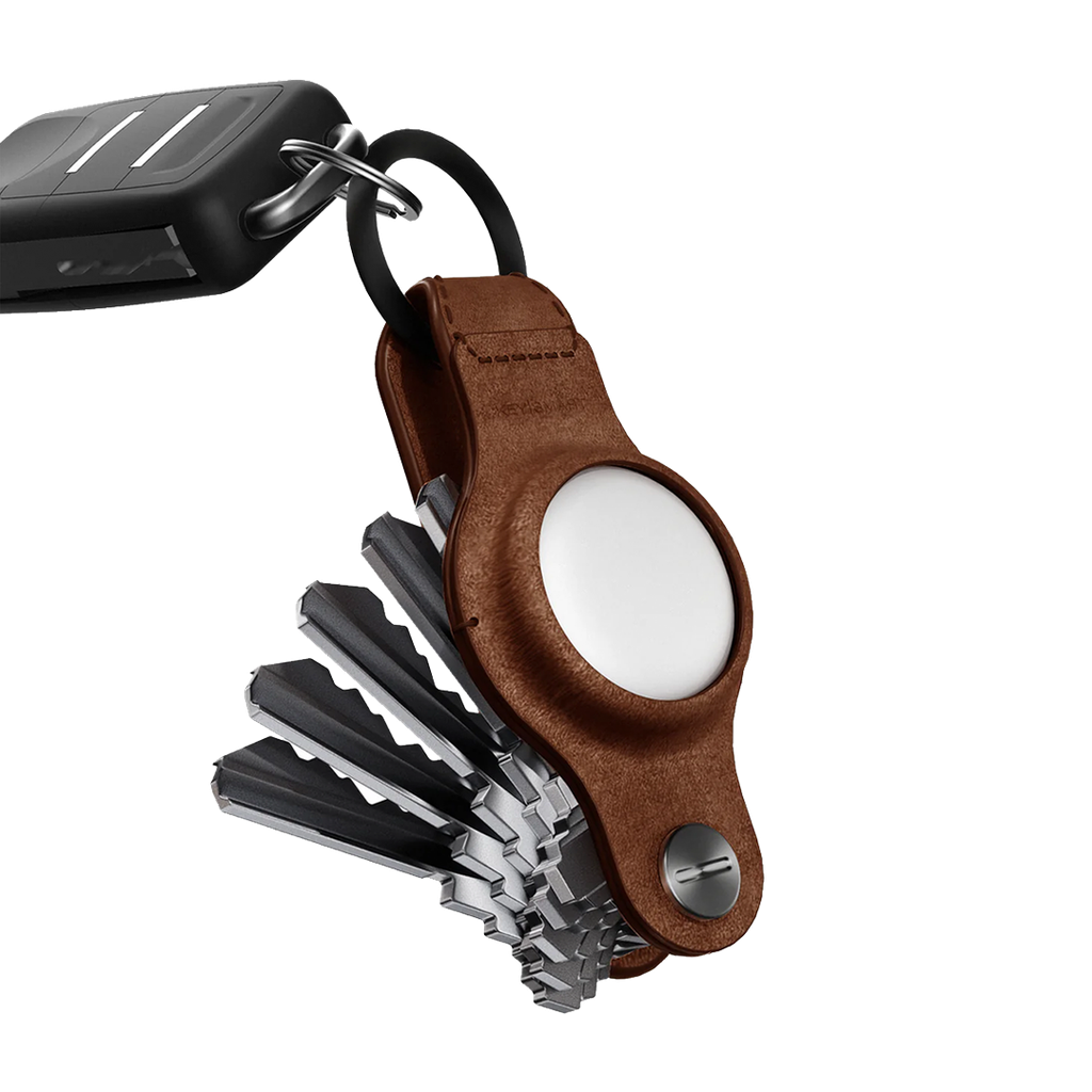 Llavero de cuero Air de KeySmart para AirTag - Marrón