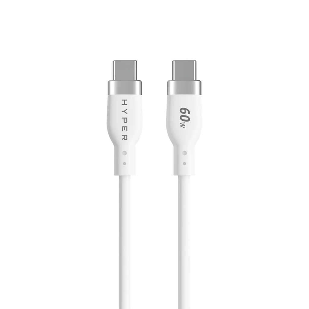 Cable de silicona de USB-C a USB-C de 60 W (1.5 m) de HyperJuice - Blanco