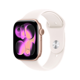 [MEV64AM/A] Apple Watch Series 11 (GPS) 46 mm - Caja de Aluminio Oro rosa - Banda Deportiva Rosado rubor - S/M