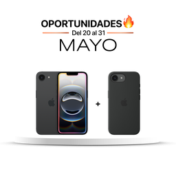 [BUNDLEIPH16E128] [MD1Q4BE/A] iPhone 16e (Negro, 128 GB) + [MD3N4ZM/A] Funda de silicona de Apple para iPhone 16e - Negro