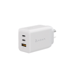 Cargador de 3 puertos GaN OMNIA X65 de Adam Elements - Blanco