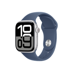 [MWWA3AM/A] Apple Watch Series 10 GPS 42mm - Caja de Aluminio Plata - Banda Deportiva Azul Denim - S/M